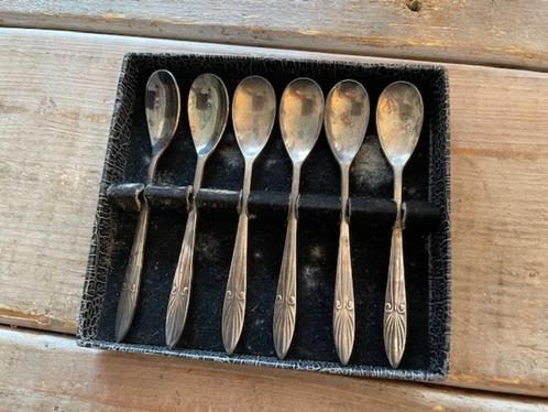 Vintage doos / set met 6 theelepeltje. Van Nelle Pleet., Antiek en Kunst, Antiek | Bestek, Ophalen