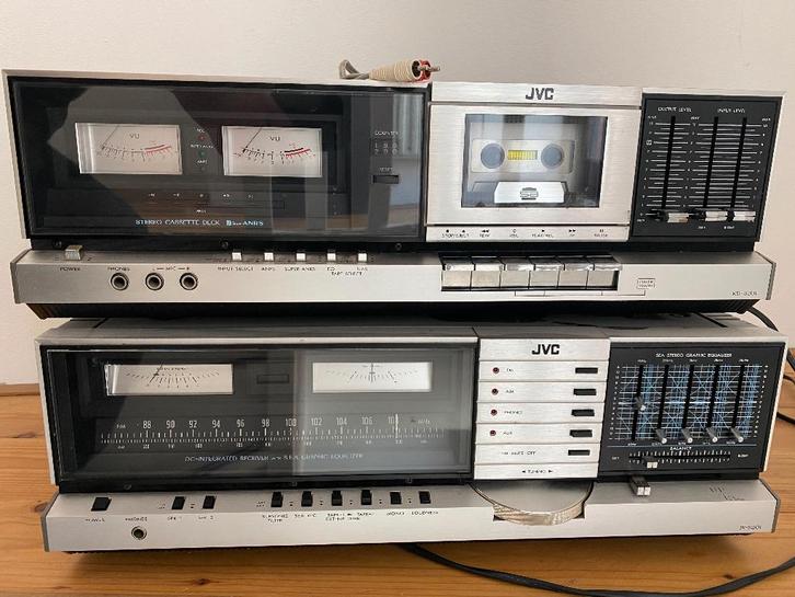 JVC JR-S201 receiver & KD-S201 cassettedeck, Audio, Tv en Foto, Versterkers en Receivers, Gebruikt, Stereo, Minder dan 60 watt