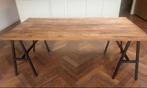 Houten Eettafel met stalen poten - 200x100cm, Ophalen of Verzenden