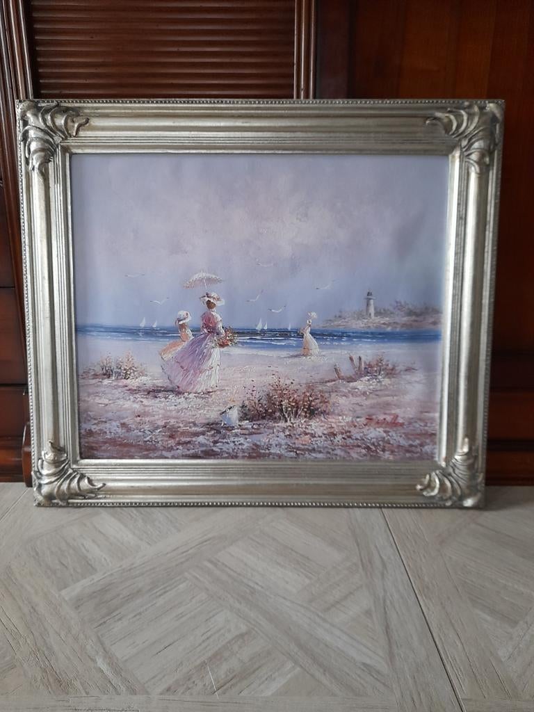 Schilderij: Vrouwen op het strand, Ophalen of Verzenden