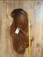 Baksteen oranje lange pruik met curtain bangs pony, Ophalen of Verzenden, Nieuw, Pruik of Haarverlenging