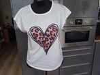 wit shirt met hart panterprint Shein mt XL, Wit, Maat 46/48 (XL) of groter, Ophalen of Verzenden, Zo goed als nieuw
