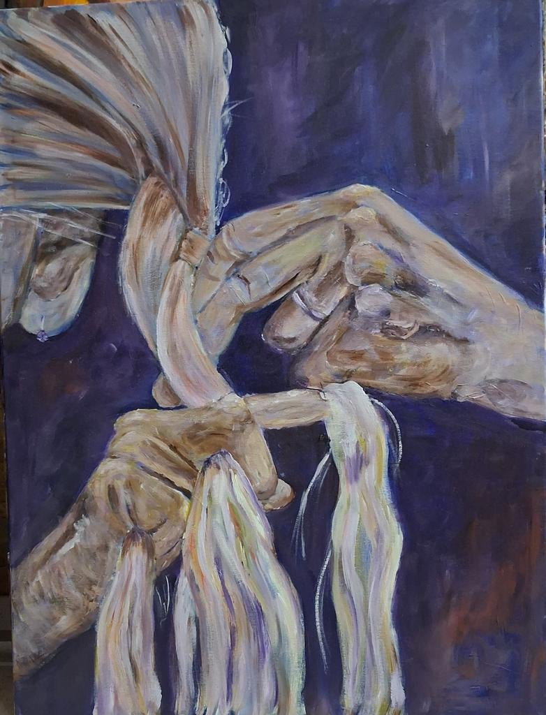 Handen in Verbinding - Origineel Schilderij, Ophalen of Verzenden