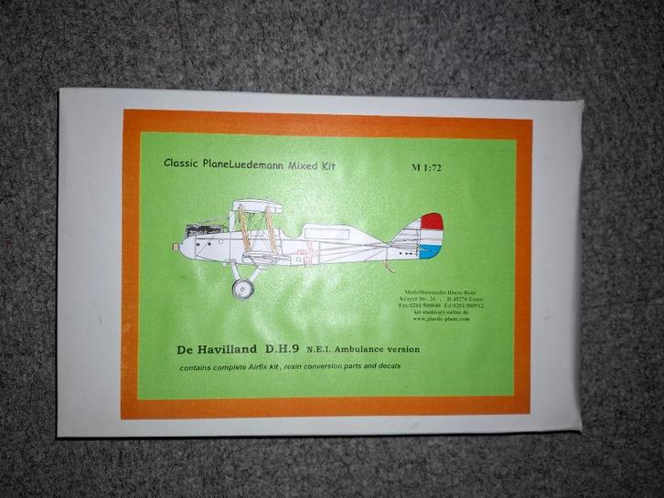 1/72 Classic Plane DH9 Ambulance ML KNIL, Hobby en Vrije tijd, Modelbouw | Vliegtuigen en Helikopters, Zo goed als nieuw, Vliegtuig