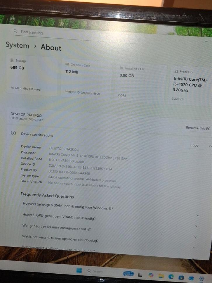 Hp elitedesk 800 g1 sff desktop pc, Computers en Software, Desktop Pc's, Refurbished, 3 tot 4 Ghz, HDD, SSD, 8 GB, Ophalen
