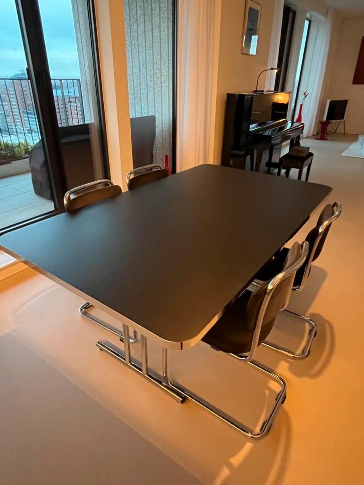 Mooie Tara eettafel met zwart linoleum blad 170 x 100 cm, Huis en Inrichting, Tafels | Eettafels, Zo goed als nieuw, 50 tot 100 cm