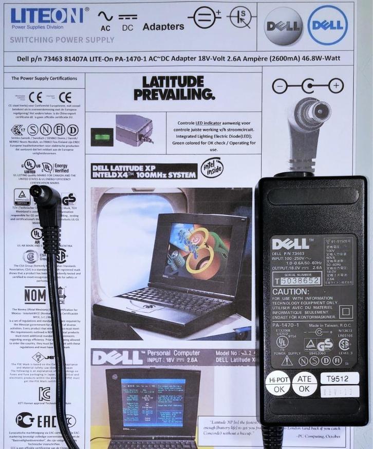 Dell 73463 Lite-On PA-1470-01A 18V 2.6A 50W 81407A Adapter, Computers en Software, Laptop-opladers, Zo goed als nieuw, Ophalen of Verzenden