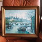 Frankrijk, stadsgezicht, Parijs?, olieverf op doek, gesign., Antiek en Kunst, Ophalen of Verzenden