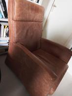 Mooie Fauteuil cognac bruin luie stoel, Gebruikt, Leer, Ophalen