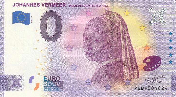 0 euro biljet Meisje met de parel, Postzegels en Munten, Bankbiljetten | Europa | Eurobiljetten, Overige landen, 5 euro, Verzenden