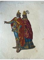 Antieke gravure Peru Inca Koning & Koningin, Antiek en Kunst, Ophalen of Verzenden