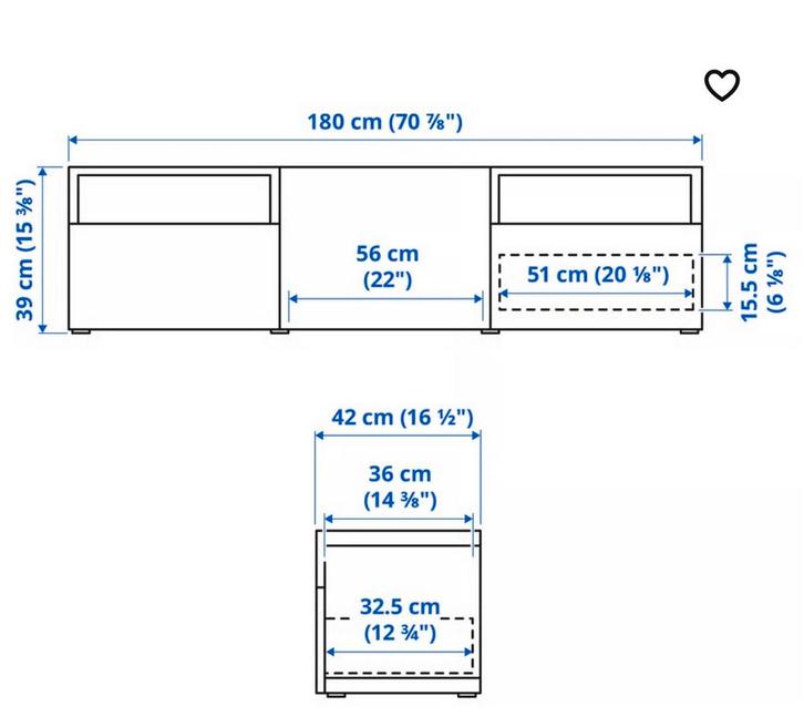 IKEA Besta TV-meubel Wit, Huis en Inrichting, Kasten | Televisiemeubels, Gebruikt, Minder dan 100 cm, 150 tot 200 cm, 25 tot 50 cm