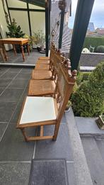 Mooie eetkamerstoelen van eiken met riet, Huis en Inrichting, Stoelen, Ophalen, Zo goed als nieuw, Bruin, Twee