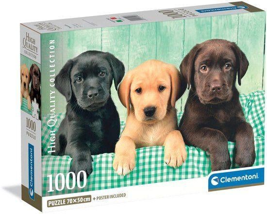 Clementoni - Puzzel - 1000 Stukjes - Drie Labradors , Hobby en Vrije tijd, Denksport en Puzzels, Nieuw, 500 t/m 1500 stukjes, Ophalen of Verzenden