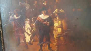 Antiek Schilderij "De Nachtwacht" Stijl beschikbaar voor biedingen