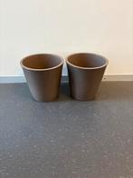 2 Donkerbruine Bloempotten, Ophalen, Gebruikt, Rond, Binnen