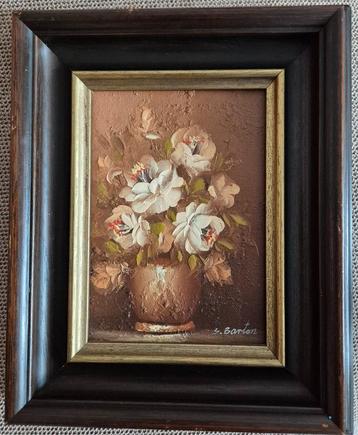 S.Barton Still Life Oil Painting 13cm x 18cm - Vintage beschikbaar voor biedingen