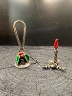 Zilveren Miniatuur Kerst Decoratie - Kaars & Bel, Antiek en Kunst, Ophalen of Verzenden, Zilver