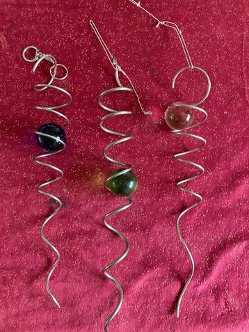 3 x Spin Art windspinner spiraal twister + glaskogel 50mm. beschikbaar voor biedingen
