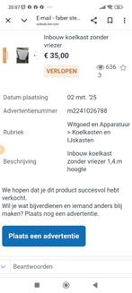 Koelkast zonder vriezer 1,40 m joogte, Witgoed en Apparatuur, Koelkasten en IJskasten, Ophalen, Gebruikt, 45 tot 60 cm, Zonder vriesvak