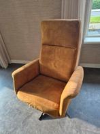 Gouden Velvet Relaxfauteuil met Voetenbankje, Huis en Inrichting, Fauteuils, 75 tot 100 cm, Ophalen of Verzenden, Zo goed als nieuw