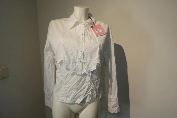 Blumarine blouse crop top bloemen sier stiksel mt IT 44, Kleding | Dames, Blouses en Tunieken, Nieuw, Maat 38/40 (M), Wit, Verzenden