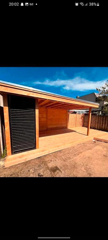 Douglas overkapping , carpoort , berging , schutting, Tuin en Terras, Overkappingen, Zo goed als nieuw, Veranda, Ophalen of Verzenden