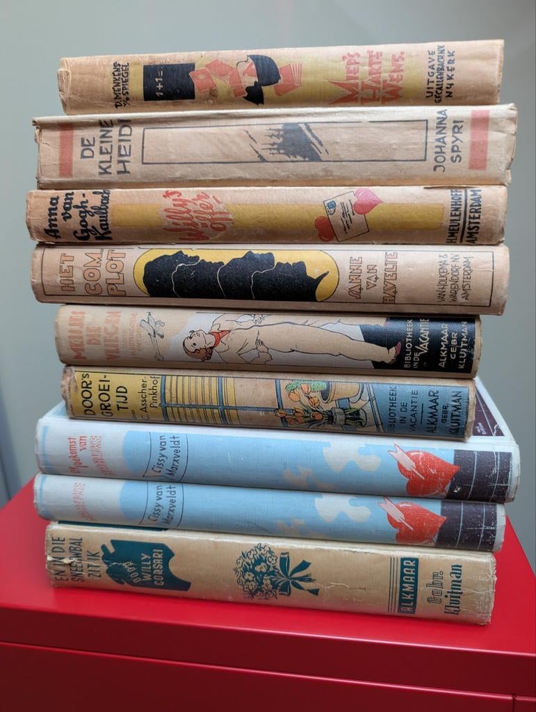 Negen oude kinderboeken, gebonden, uit de jaren 1930., Ophalen of Verzenden, Gelezen, Fictie