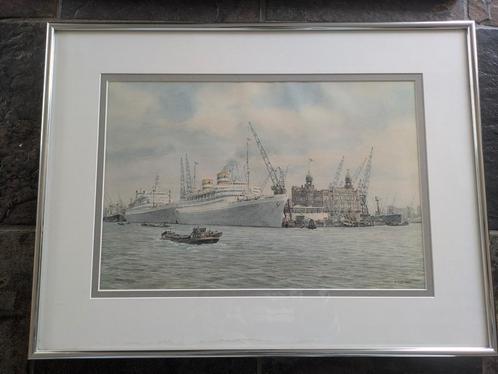 Herman rosboom art litho s haven Rotterdam, Antiek en Kunst, Kunst | Etsen en Gravures, Ophalen of Verzenden