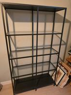 Vittsjö Zwarte stellingkast met glazen planken, Ophalen, Met plank(en), 100 tot 150 cm, Zo goed als nieuw