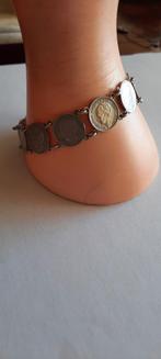 Antieke armband zilveren dubbeltjes, Koningin Wilhelmina., Ophalen of Verzenden, Zilver, Armband