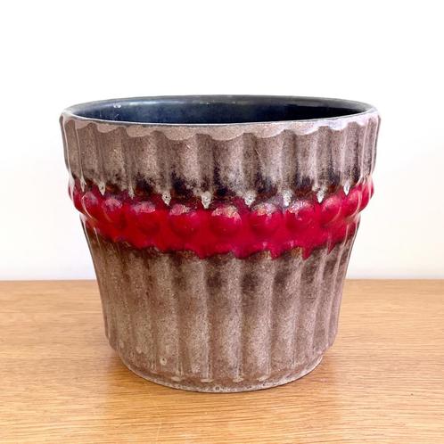 vintage West Germany BLOEMPOT groot 18,5 cm MidCentury retro, Tuin en Terras, Bloempotten, Gebruikt, Aardewerk, Binnen, Minder dan 40 cm