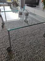 2 glazen salontafels 80x80. 40 hoog., Huis en Inrichting, Tafels | Salontafels, Ophalen, Gebruikt, 50 tot 100 cm, Vierkant