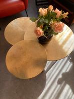 Set van 3 gouden salontafeltjes, Huis en Inrichting, Tafels | Bijzettafels, Ophalen, Minder dan 45 cm, Minder dan 55 cm, Gebruikt