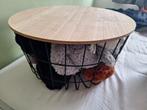 Bijzettafel draadmand hout metaal, Ophalen, Minder dan 45 cm, Gebruikt, Rond