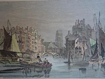 staalgravure Rotterdam haven Laurenskerk J.Jackson 19e eeuw beschikbaar voor biedingen