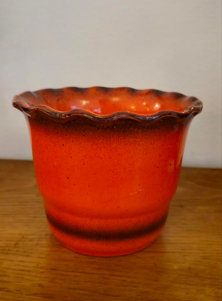 Vintage Oranje Bloempot Bloempotje Plantenbakje, Tuin en Terras, Bloempotten, Zo goed als nieuw, Aardewerk, Minder dan 40 cm, Minder dan 25 cm