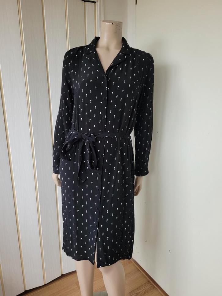 Selected Femme jurk zwart/wit viscose maat 38, Kleding | Dames, Jurken, Zo goed als nieuw, Maat 38/40 (M), Zwart, Boven de knie