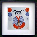 2 Schilderijen van Japanse aquarel guache, Ophalen