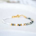 Armband met dalmatiër jaspis en howliet, Beige, Nieuw, Ophalen of Verzenden, Met edelsteen