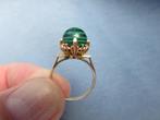 Ring in 18 karaat goud met malachiet steen - 20e eeuw, Sieraden, Tassen en Uiterlijk, Ringen, Ophalen of Verzenden, Dame, Goud