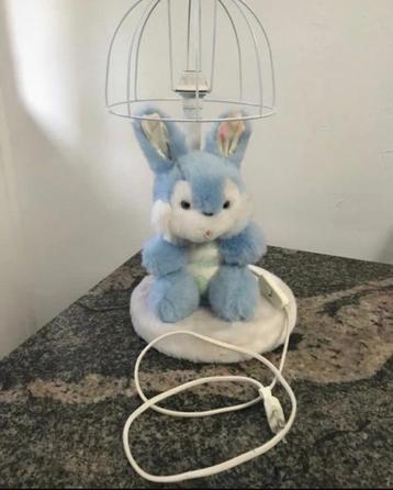Zeldzame Pluche Konijnenlamp Vintage 2000s / 1980 tafellamp beschikbaar voor biedingen
