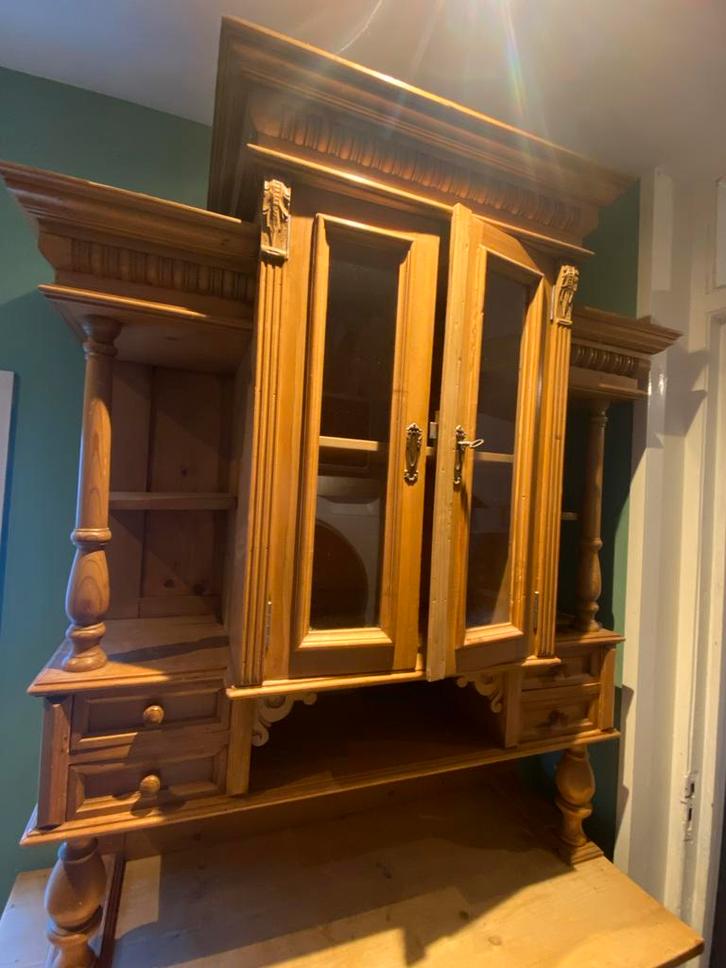 Franse buffetkast, massief hout, houtsnijwerk – ca. 1900, Huis en Inrichting, Kasten | Buffetkasten, Gebruikt, 150 tot 200 cm