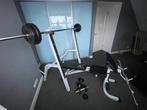 Halterbank (Gorilla Sports) met squatrack, zeer compleet, Sport en Fitness, Ophalen, Zo goed als nieuw, Krachtstation