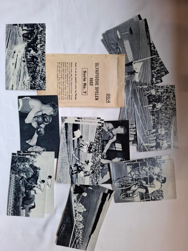 Sportplaatjes uit 1952 Olympische Spelen Planta Margarine, Ophalen of Verzenden, Gebruikt, Overige sporten, Poster, Plaatje of Sticker
