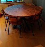 Ronde eettafel 150cm mangohout plus extra tafelblad 145cm, Huis en Inrichting, Tafels | Eettafels, 100 tot 150 cm, Rond, Metaal