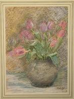 Pastel Vaas met Tulpen - Evert Moll, Ophalen of Verzenden
