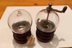 Vitage peper & zout molen ( Hout, glas, metaal), Ophalen of Verzenden
