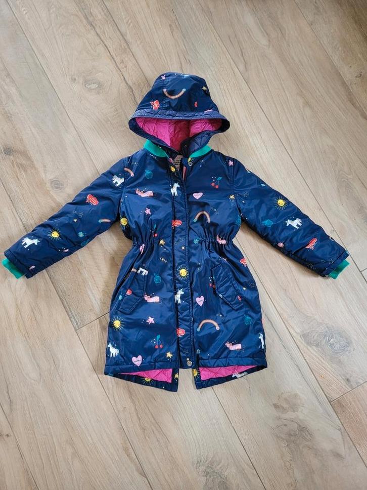Blauwe Mim-Pi jas maat 128, Kinderen en Baby's, Kinderkleding | Maat 128, Zo goed als nieuw, Meisje, Jas, Ophalen of Verzenden