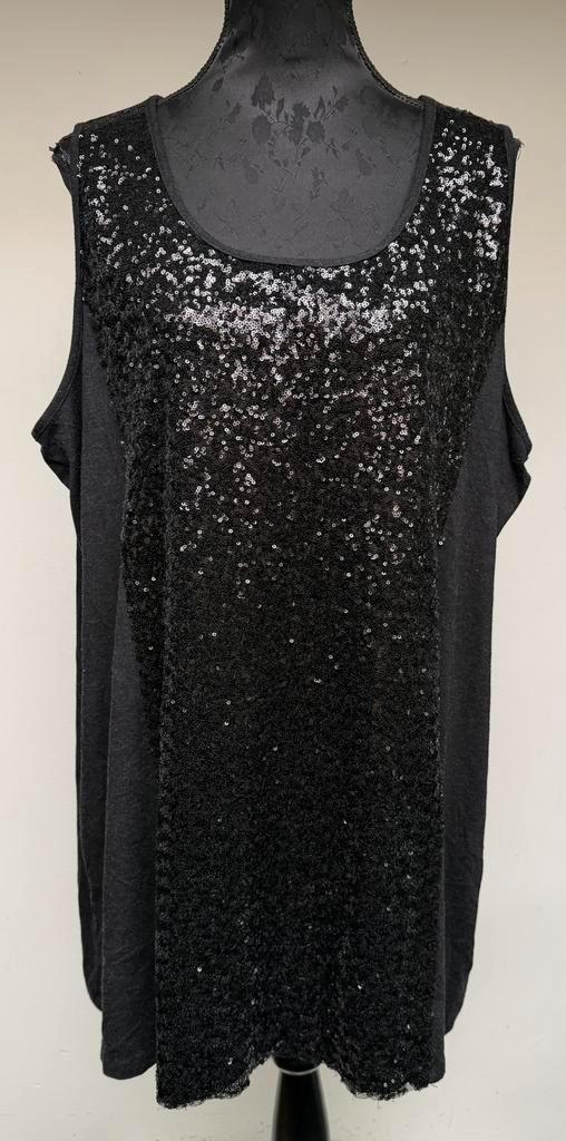 Superleuke zwarte singlet met pailletten X-TWO maat 52, Kleding | Dames, Grote Maten, Zo goed als nieuw, Zwart, Ophalen of Verzenden
